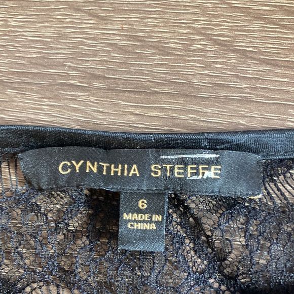 Womens Size 6 Cynthia Steffe Black Longsleeve Lace & Sequence Dress - Picture 3 of 10